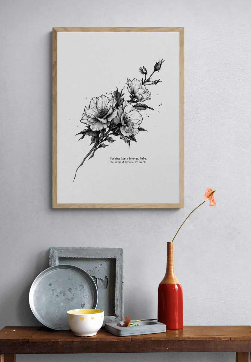 Floral Quote Typography Print. — room view 3
