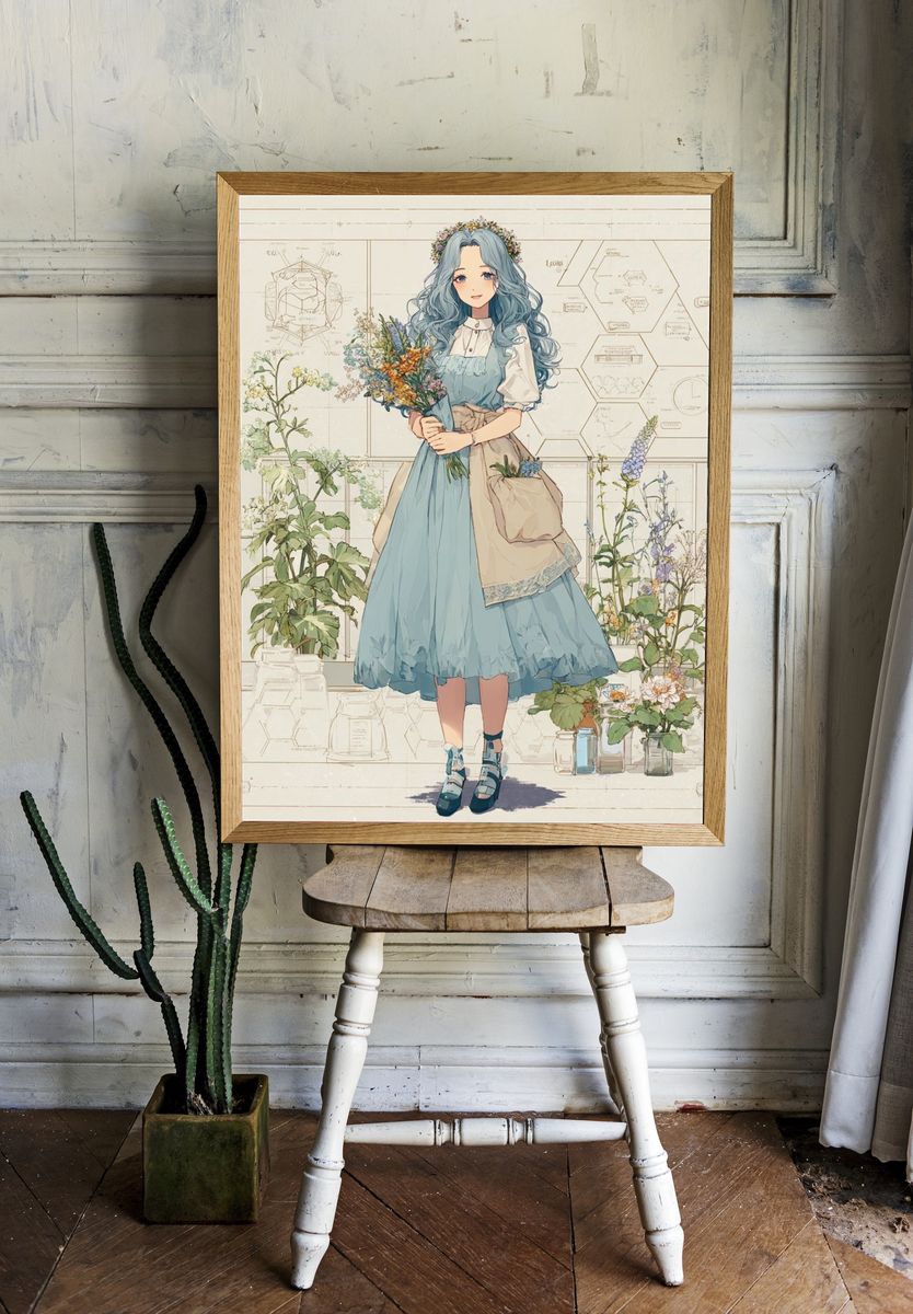 Botanical Girl — Illustration Print. — room view 1