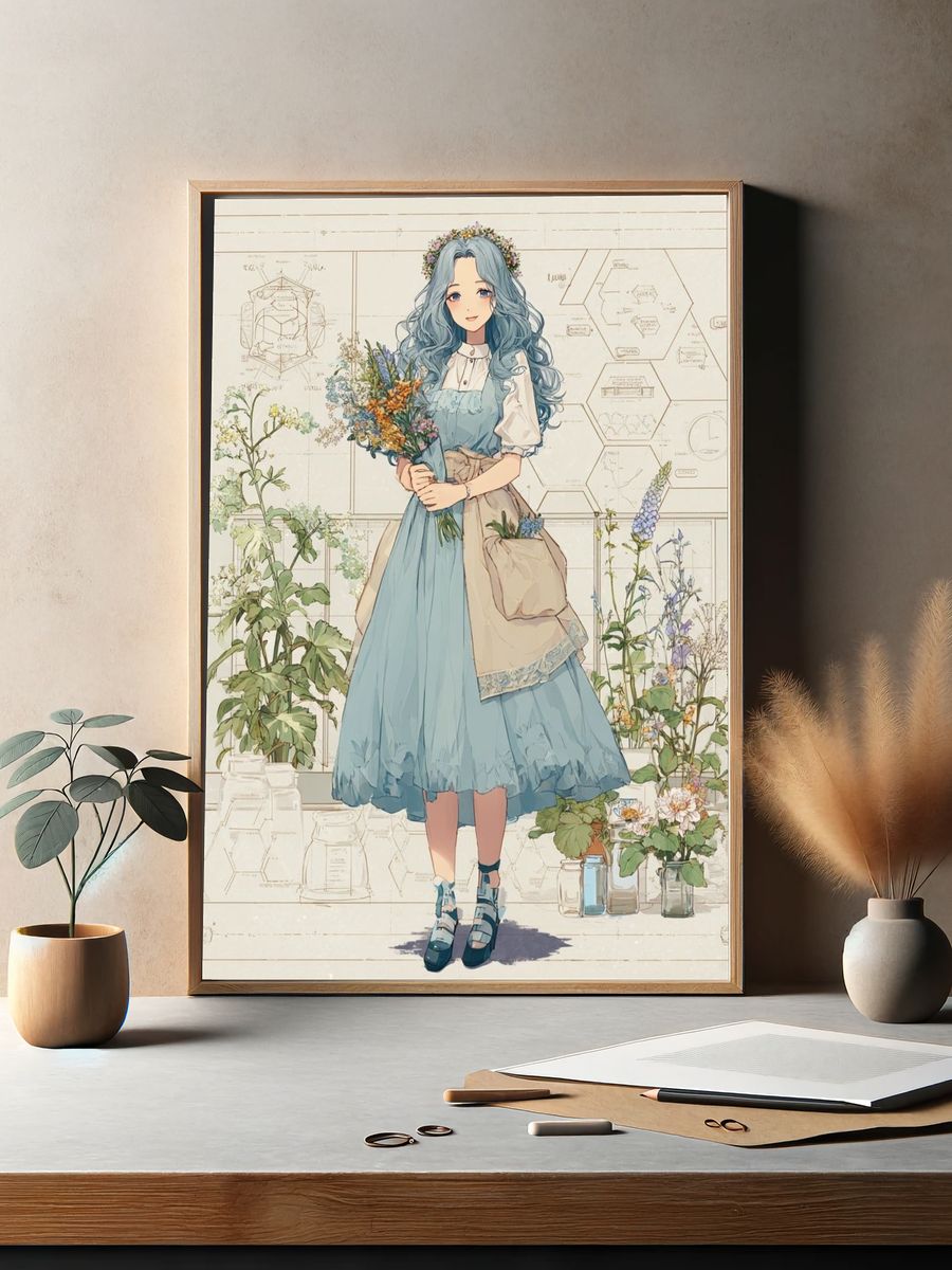 Botanical Girl — Illustration Print. — room view 2