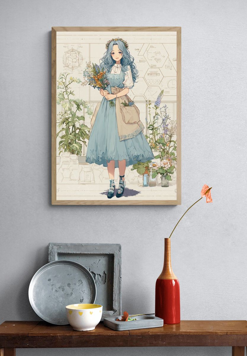 Botanical Girl — Illustration Print. — room view 3