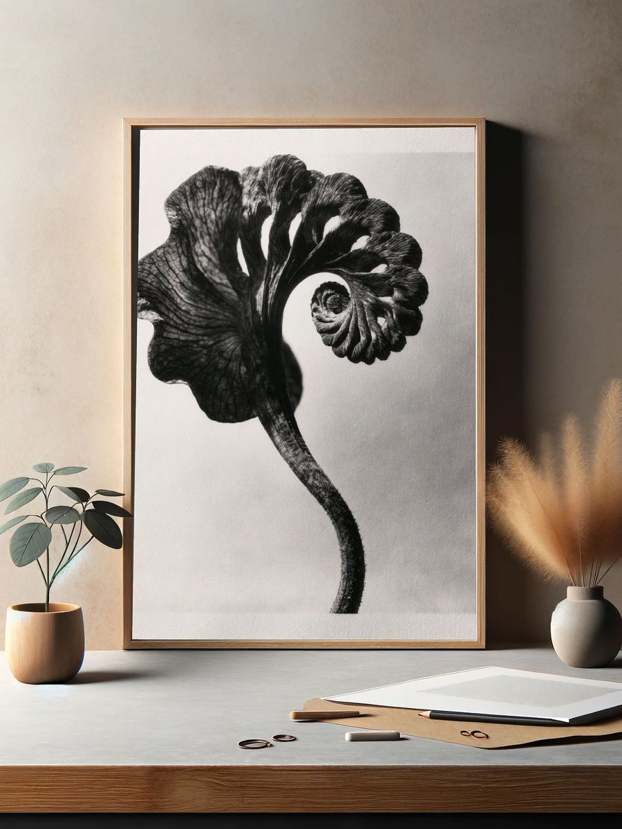 Black Fern Spiral Print. — room view 2