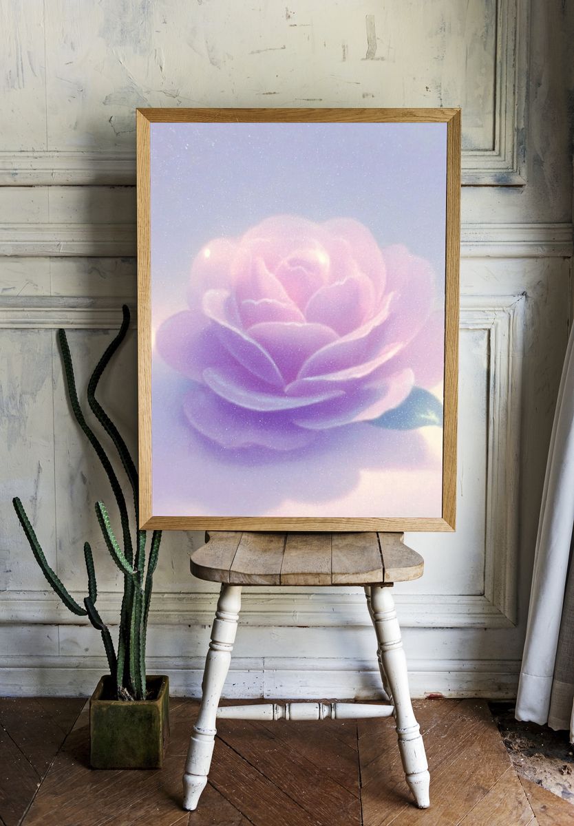 Dreamy Pink Rose Print. — room view 1