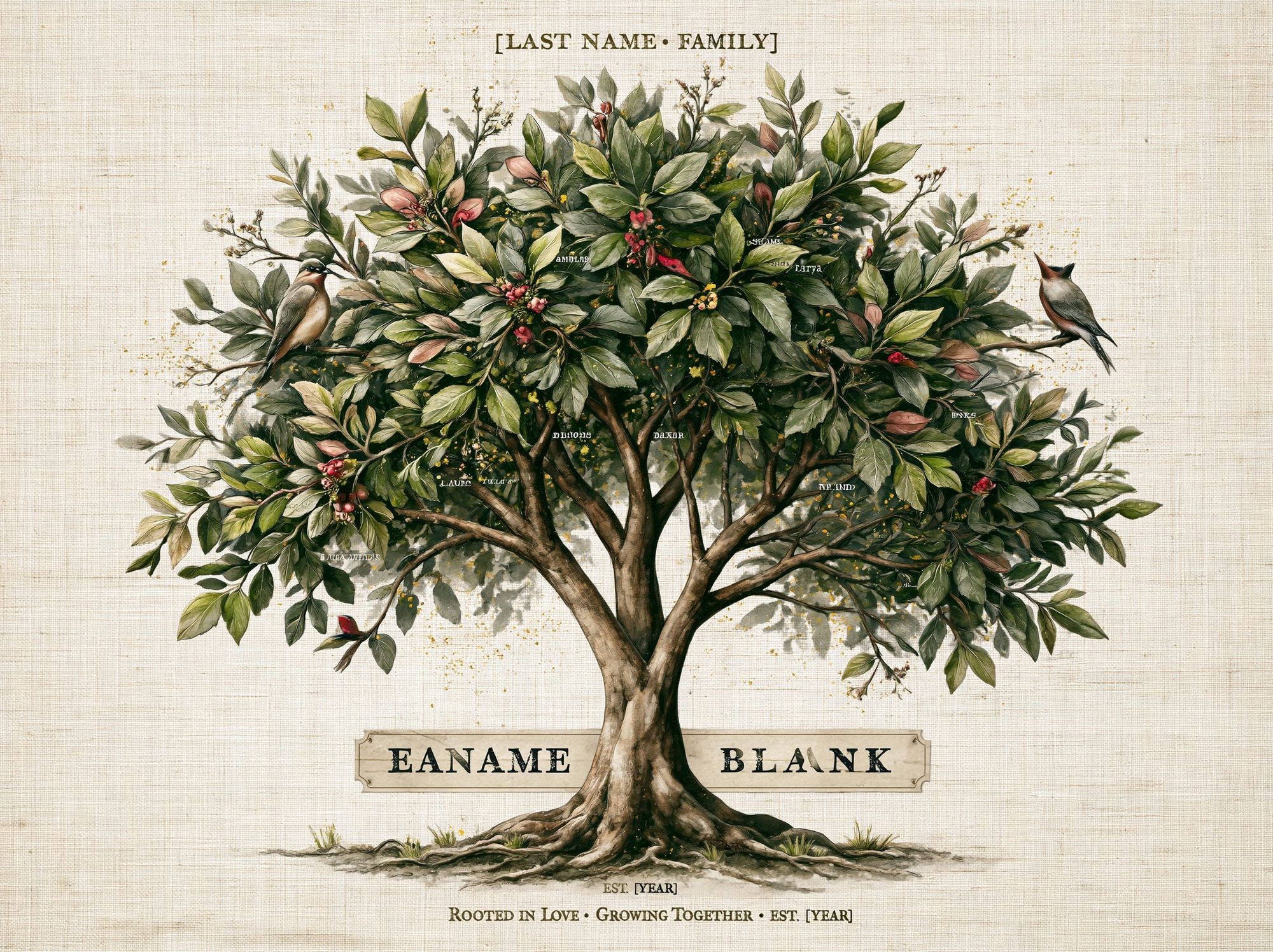 Family Tree Botanical Print. poster — botanical art