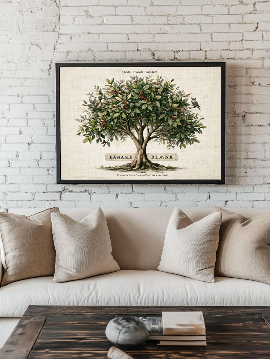 Family Tree Botanical Print. — room view 1