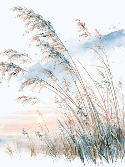 Coastal Reeds Watercolor Print.