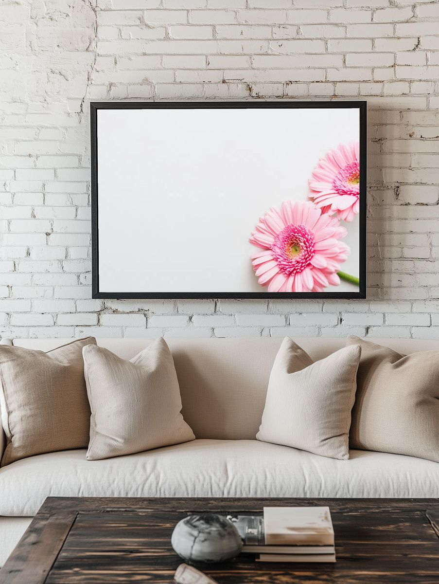 Single light pink Gerbera daisy. room preview