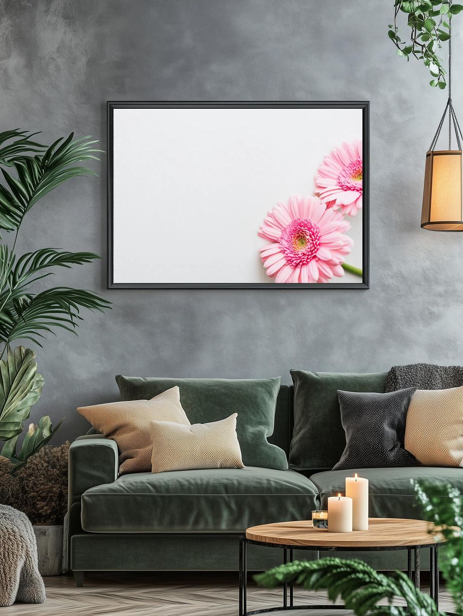 Single light pink Gerbera daisy. — room view 4