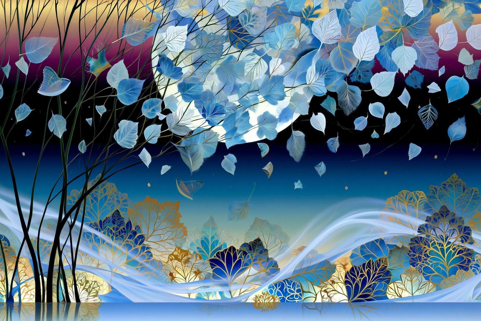 Floating Leaves Dreamscape Poster. poster detail