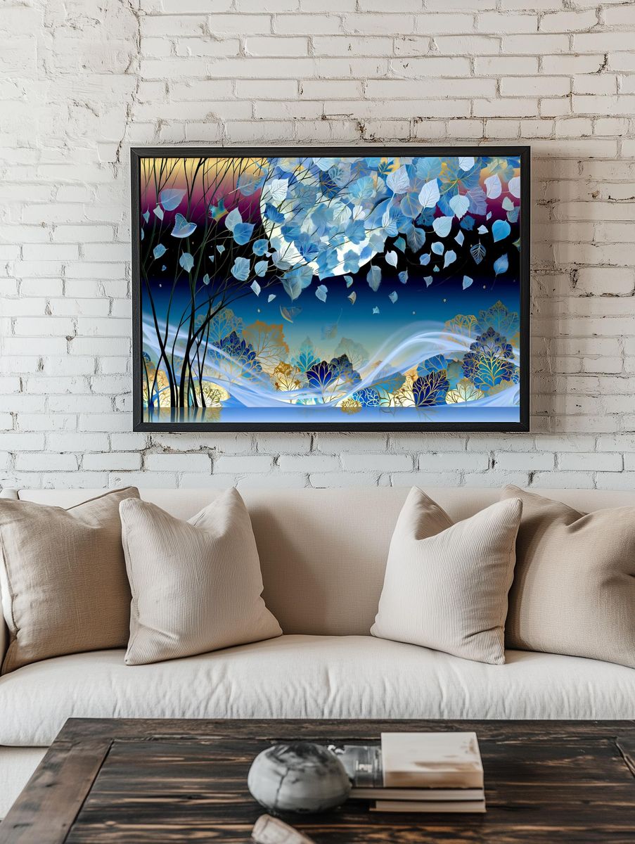 Floating Leaves Dreamscape Poster. — room view 1