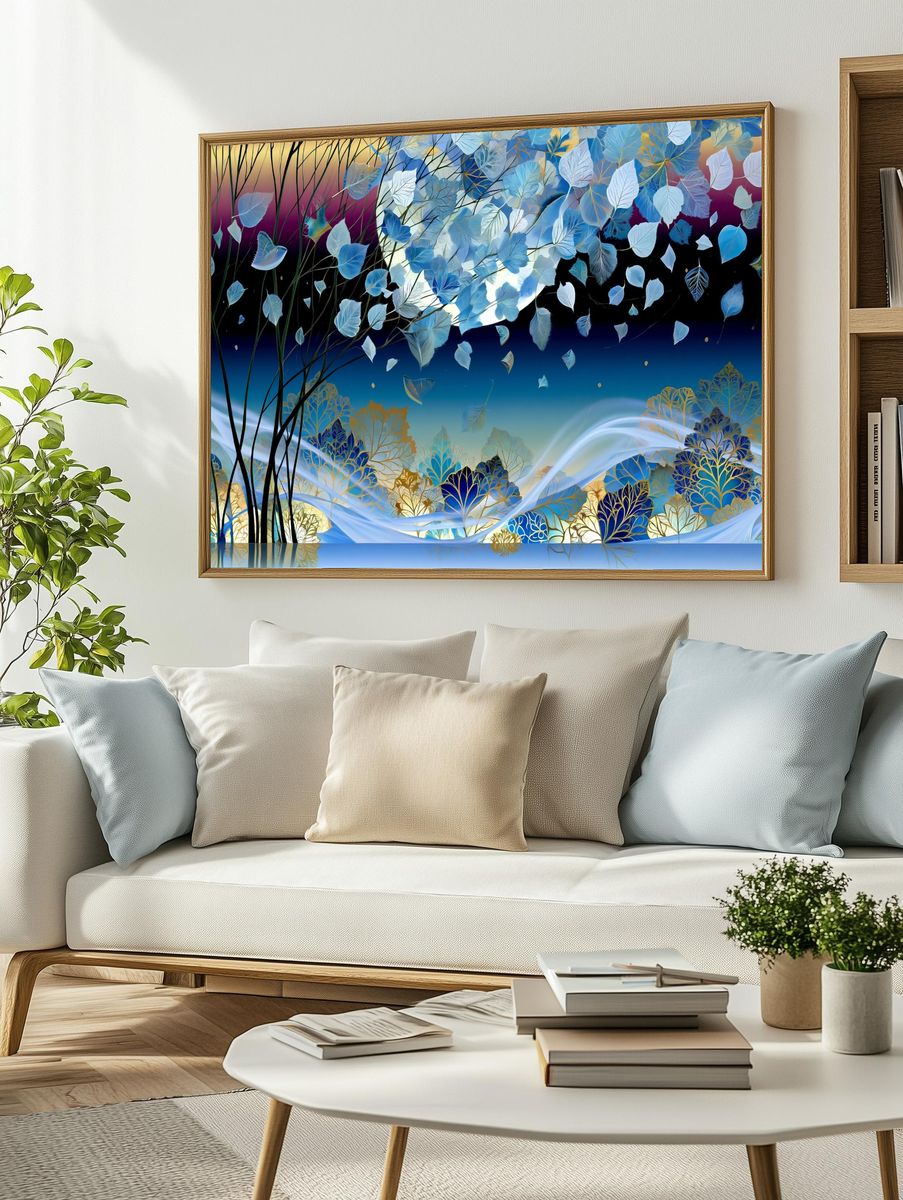 Floating Leaves Dreamscape Poster. — room view 2