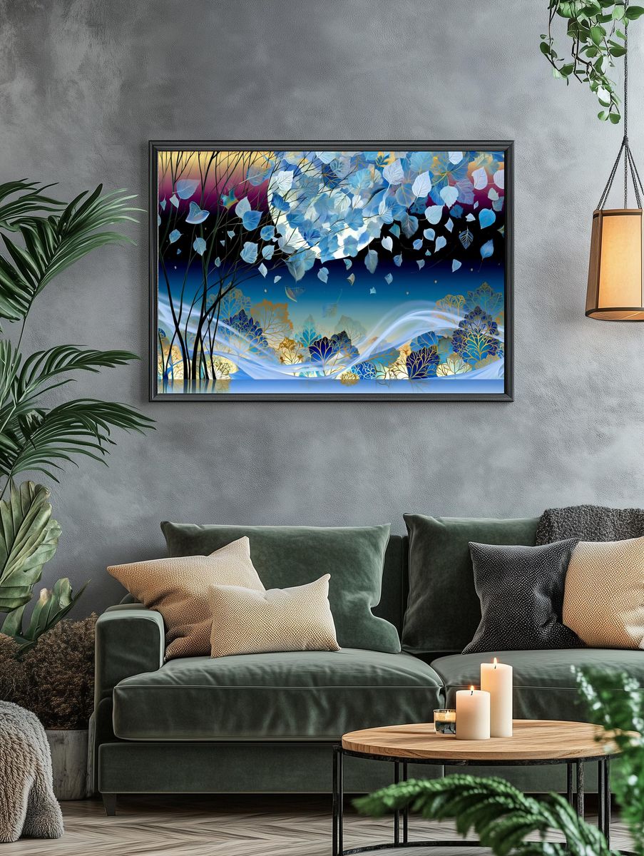 Floating Leaves Dreamscape Poster. — room view 4