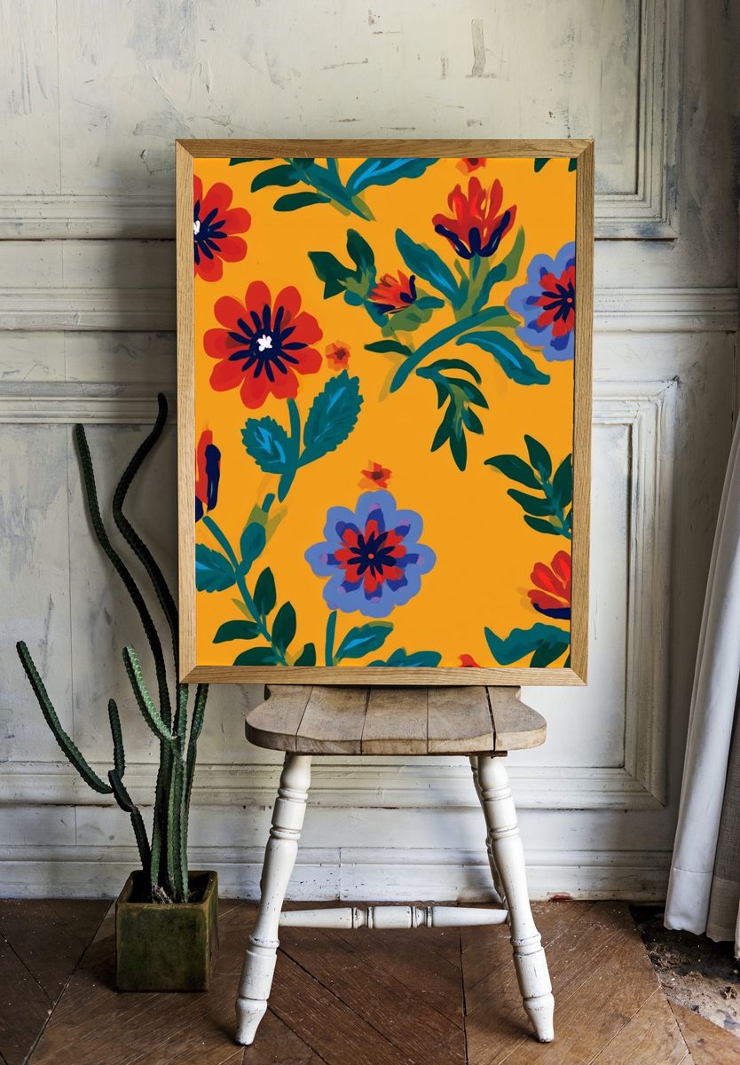 Tropical Floral Pattern Print. room preview