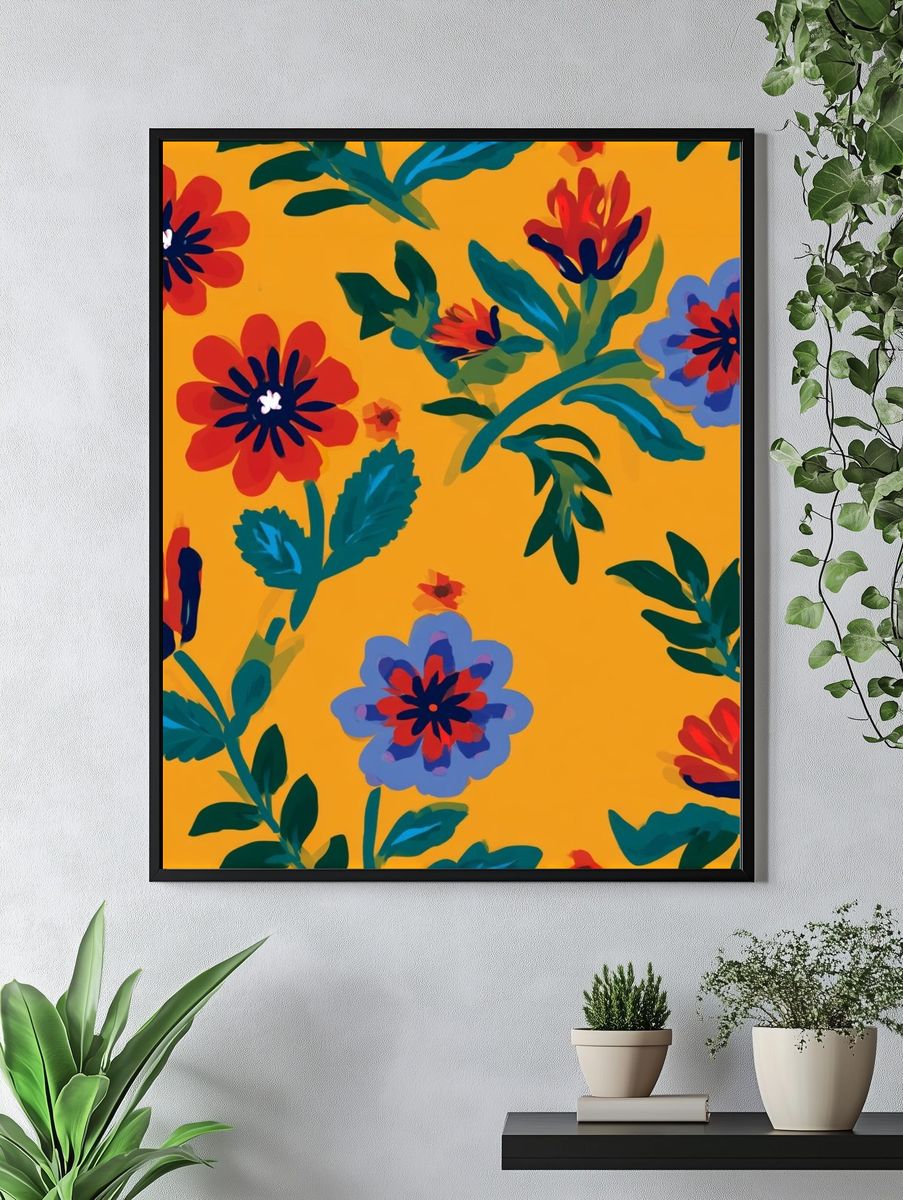 Tropical Floral Pattern Print. — room view 4