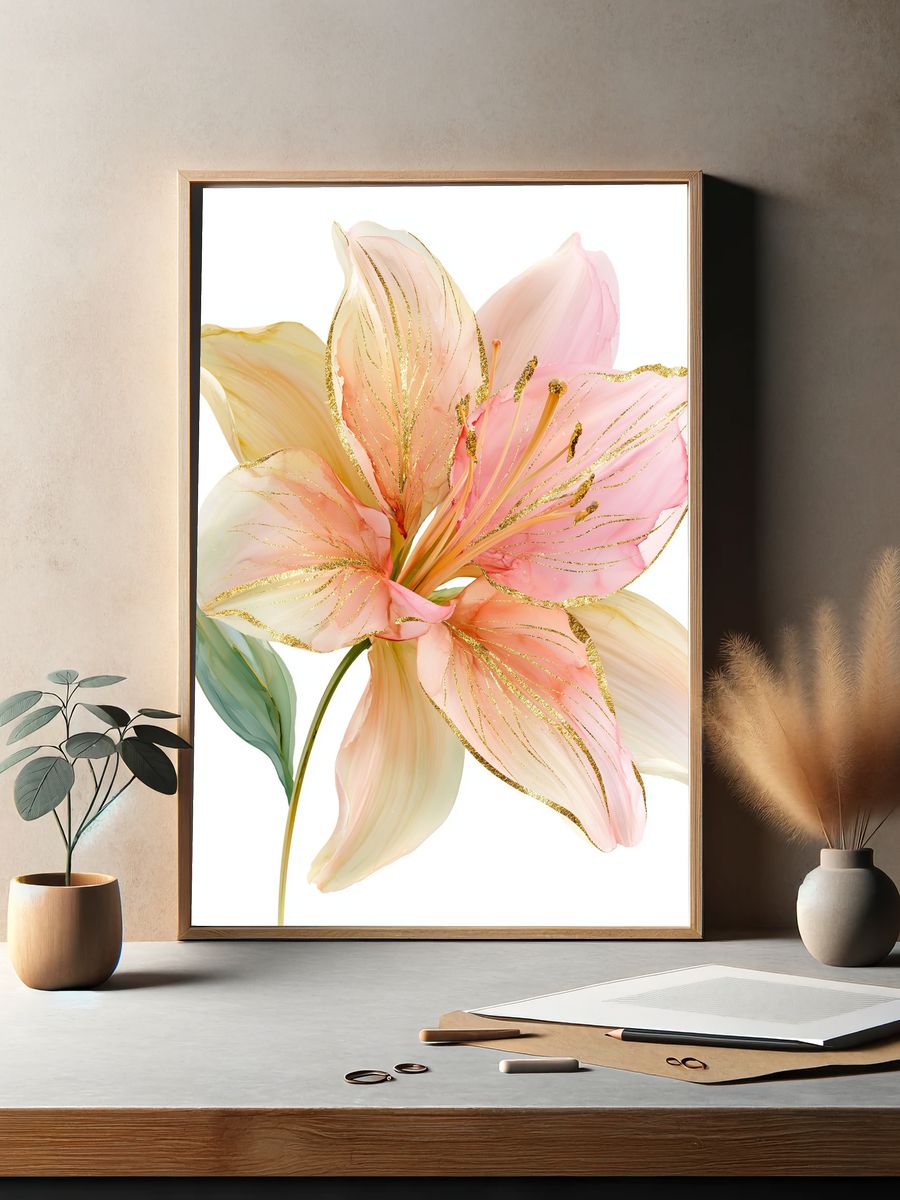 Pastel Lily Bloom Print. — room view 2