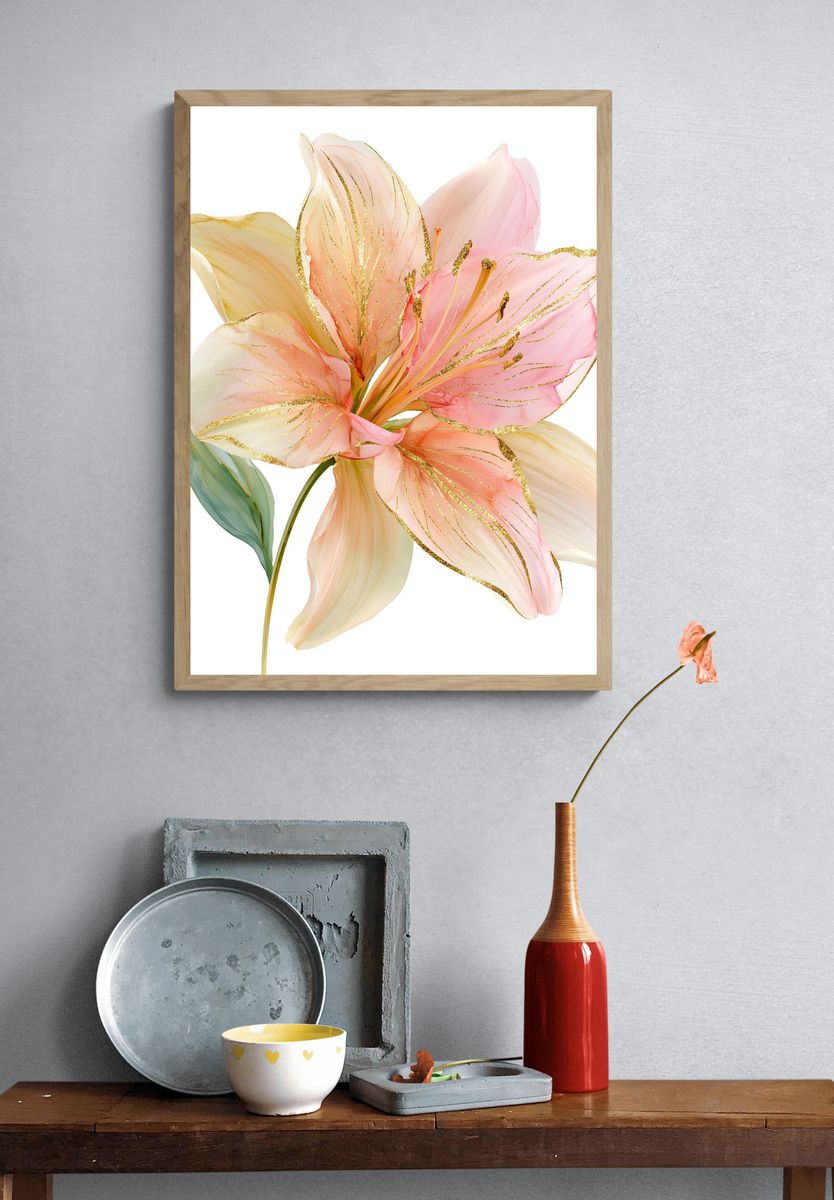 Pastel Lily Bloom Print. — room view 3