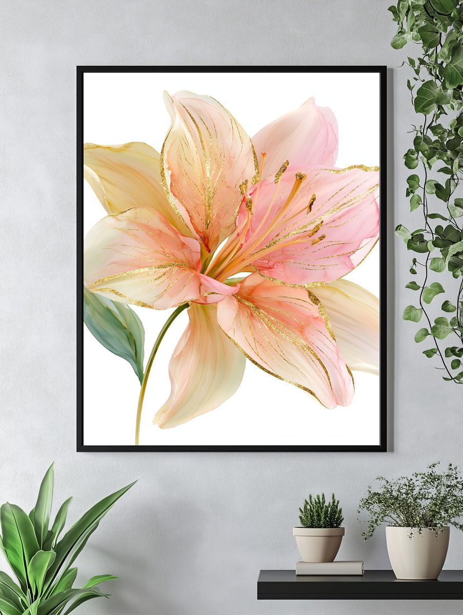 Pastel Lily Bloom Print. — room view 4