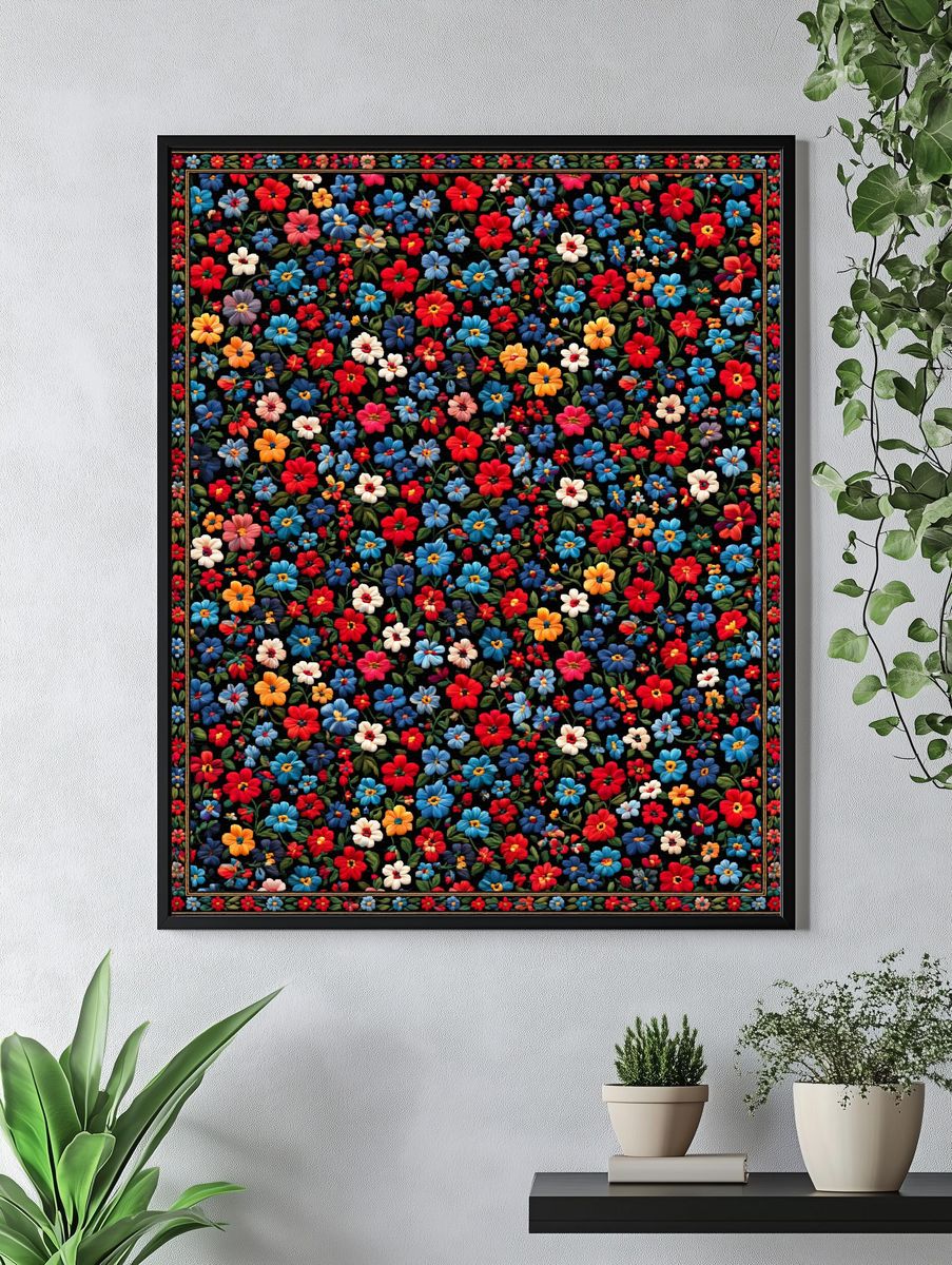Colorful Floral Tapestry Poster. — room view 4