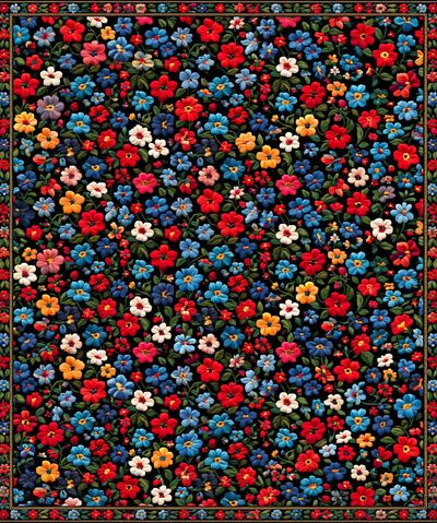 Colorful Floral Tapestry Poster.