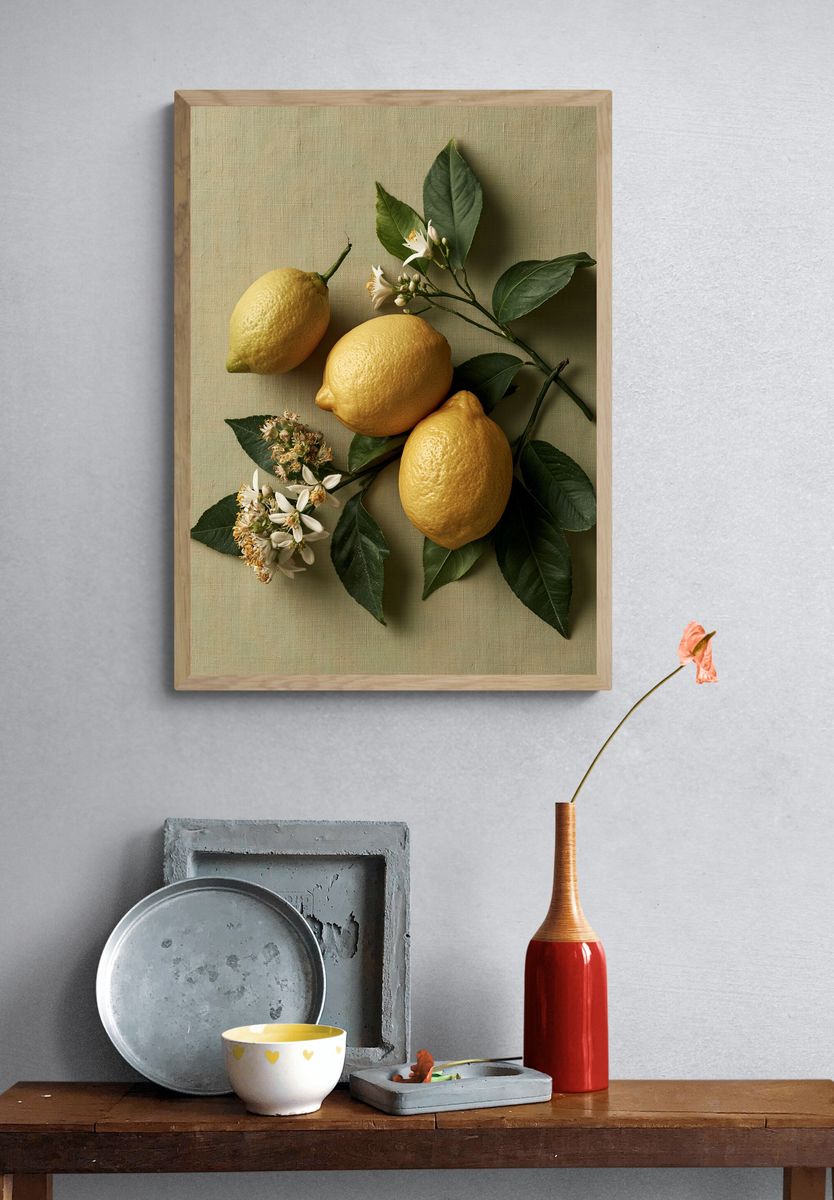 Lemons and Blossoms Botanical Print. — room view 3