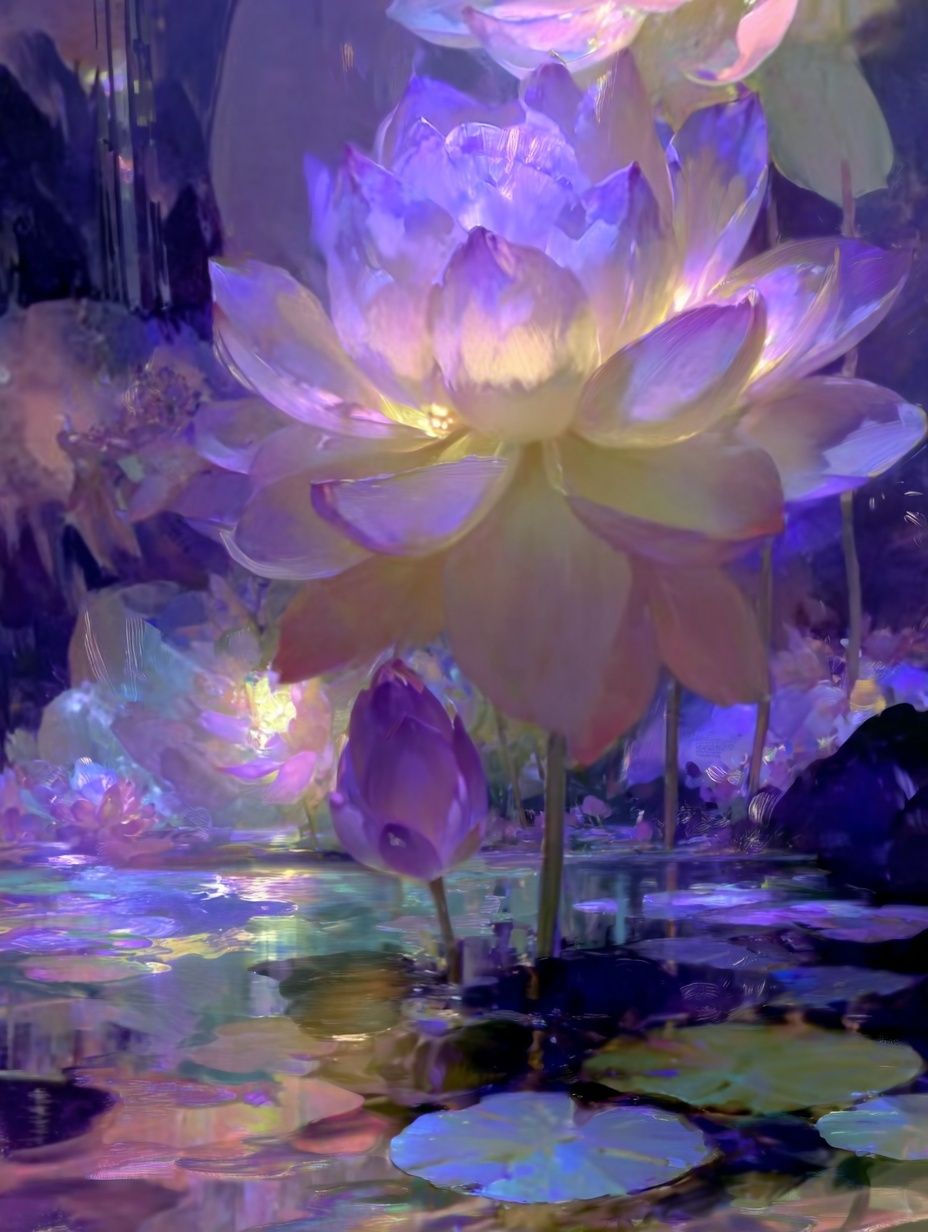 Luminous Lotus Bloom Print. poster detail