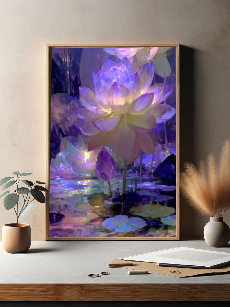 Luminous Lotus Bloom Print. — room view 2