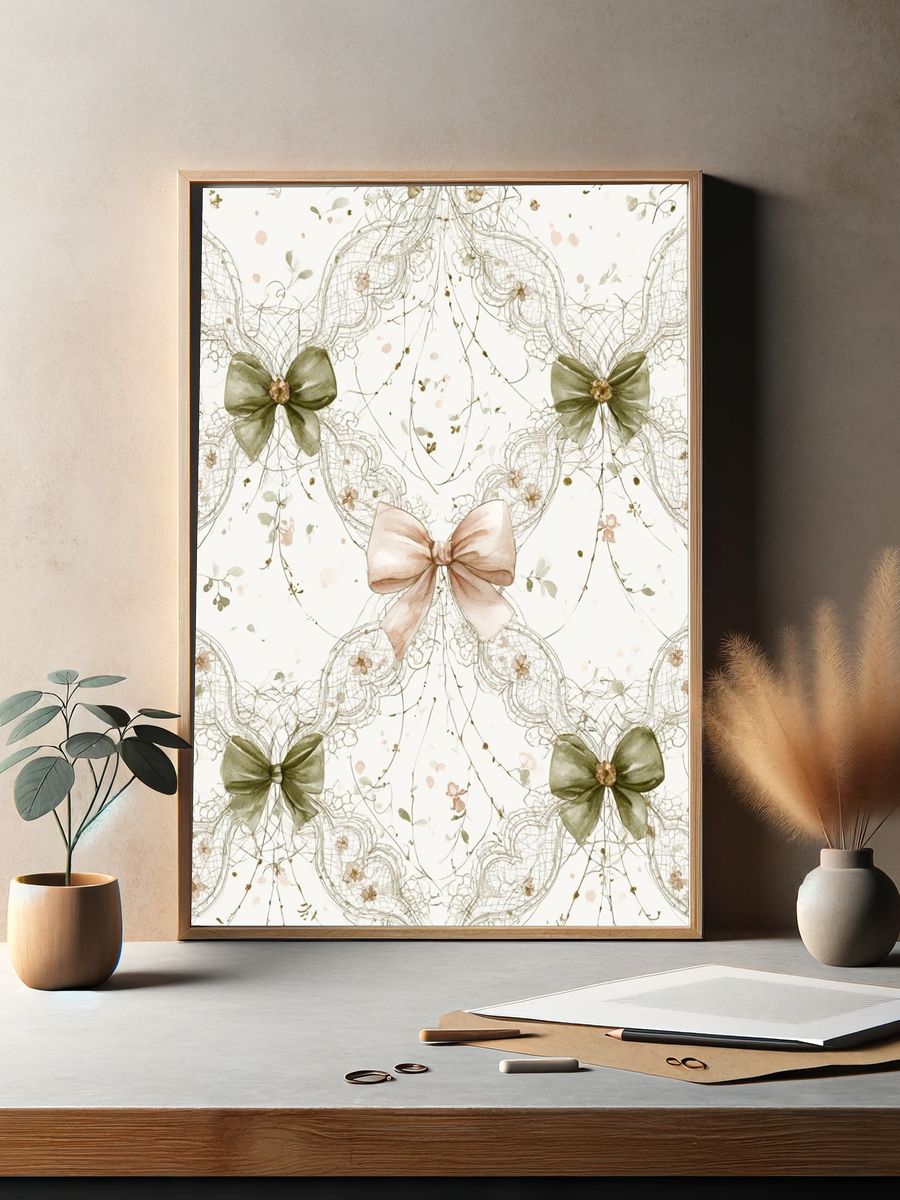 Lace Bow Botanical Print. — room view 2