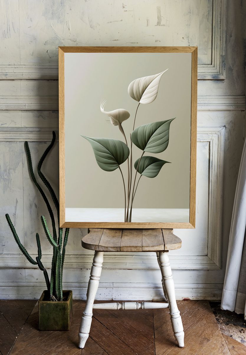 Minimalist Botanical Leaves Poster. room preview