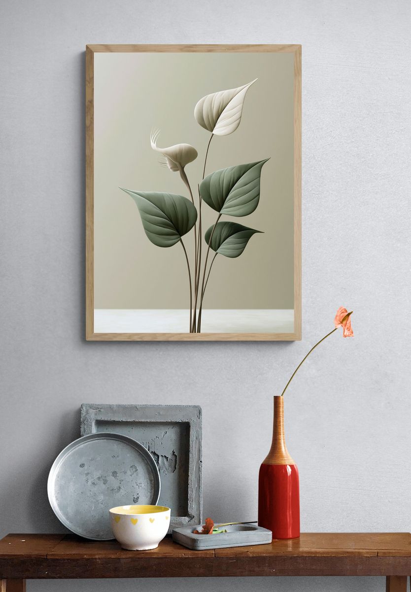 Minimalist Botanical Leaves Poster. — room view 3