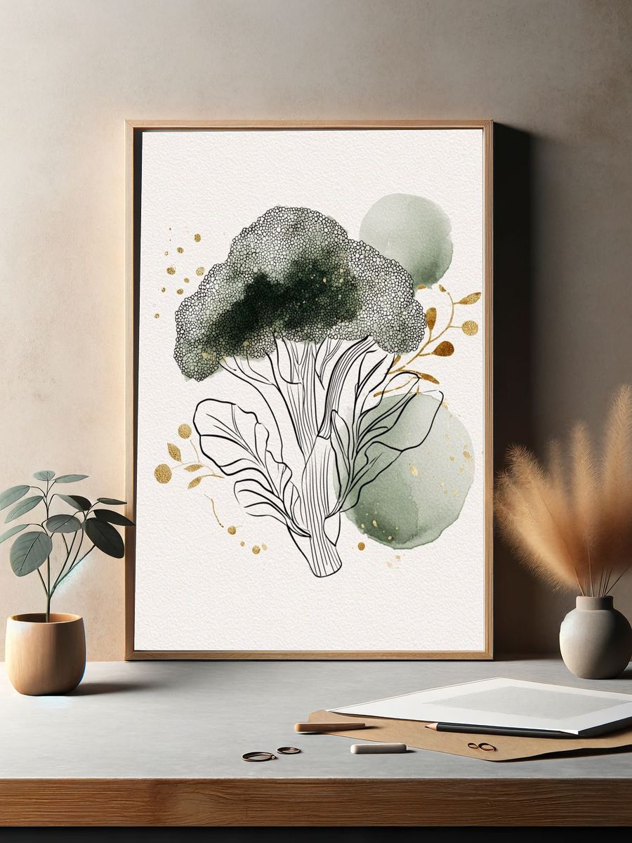 Broccoli Botanical Illustration Poster. — room view 2