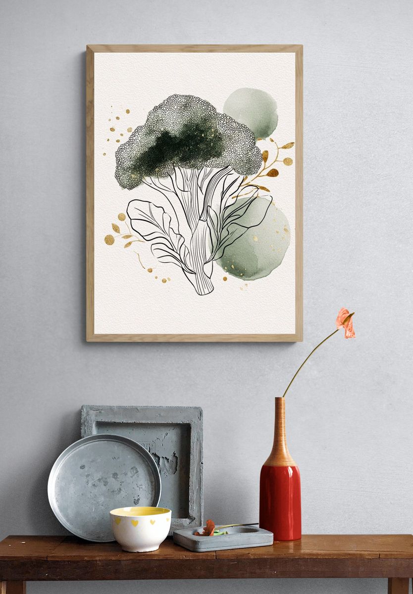 Broccoli Botanical Illustration Poster. — room view 3