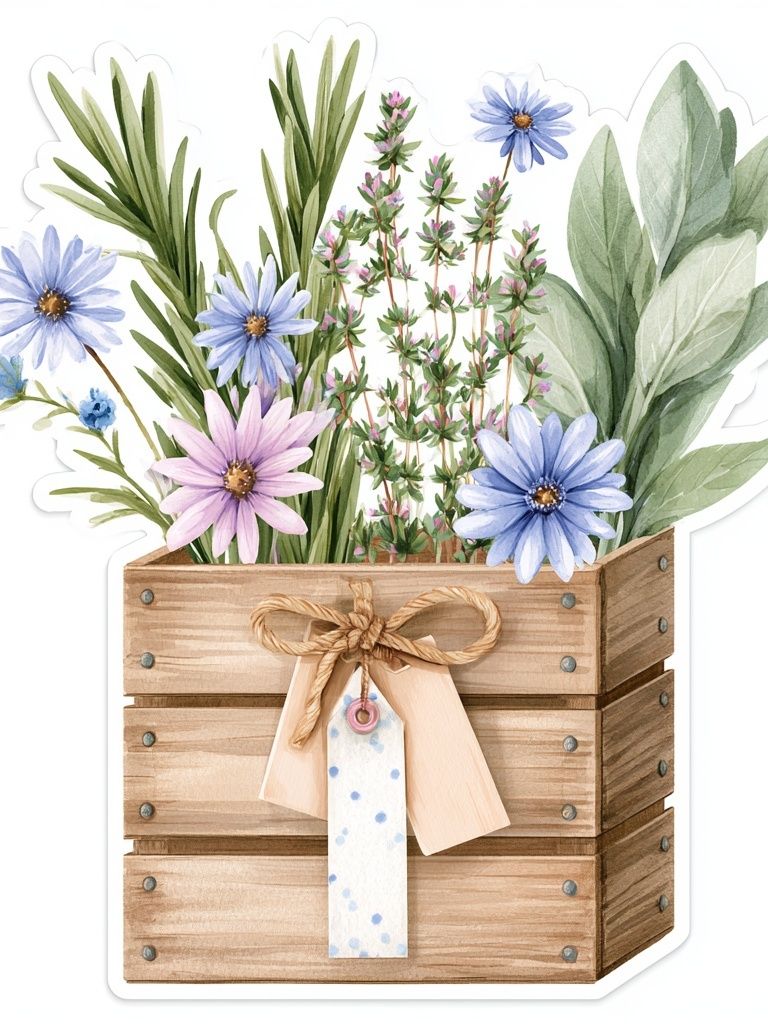 Wildflower Crate Watercolor Poster. poster detail