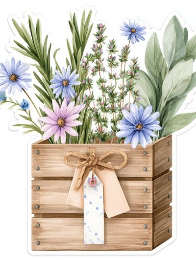 Wildflower Crate Watercolor Poster.