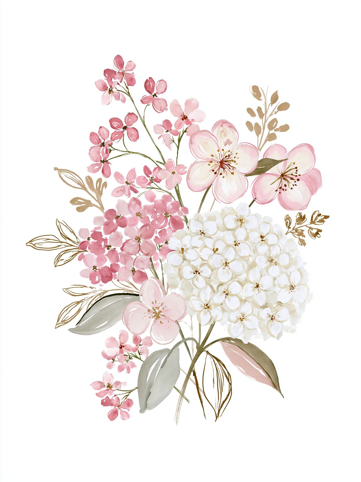 Pink Blossom Bouquet Watercolor Poster. poster detail