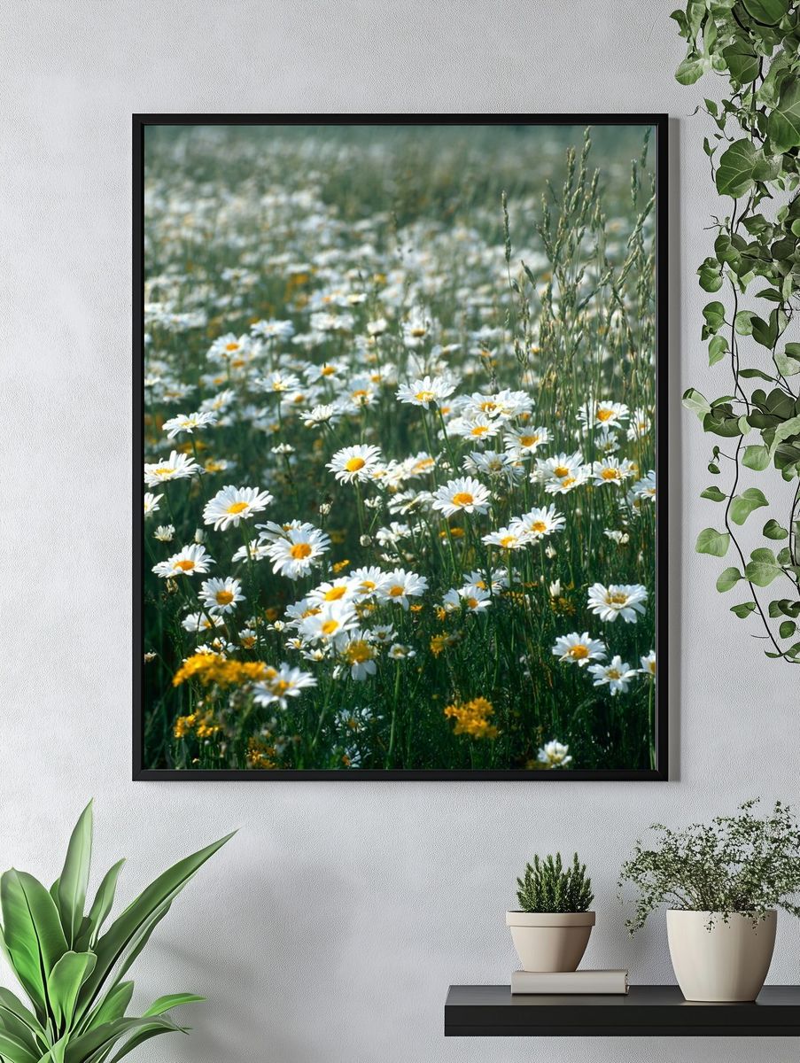 Wild Daisy Meadow Photography Poster. — room view 4