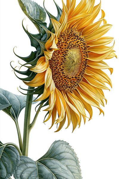 Sunflower Botanical Illustration Poster. poster