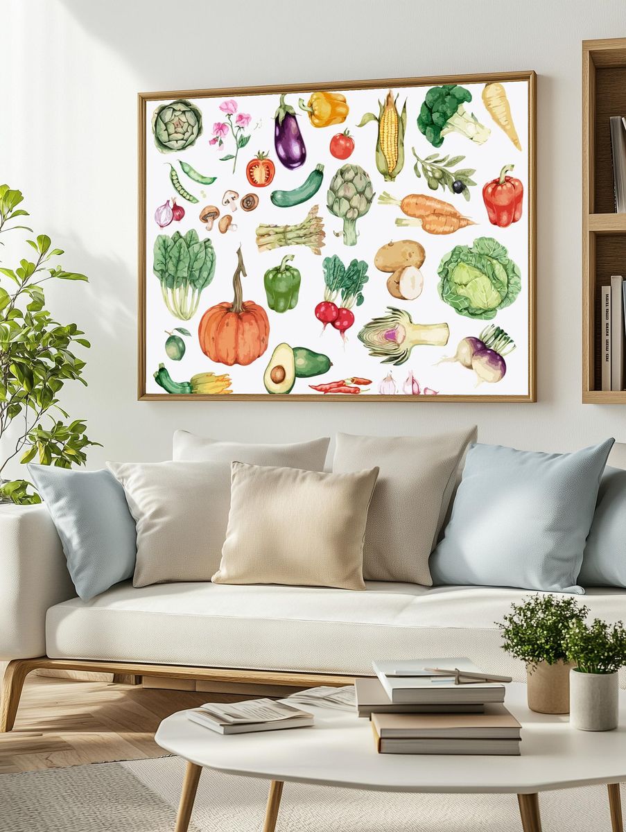 Collection of colorful vegetable illustration. — room view 2