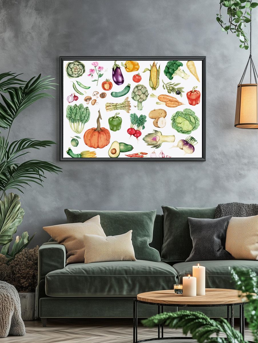 Collection of colorful vegetable illustration. — room view 4
