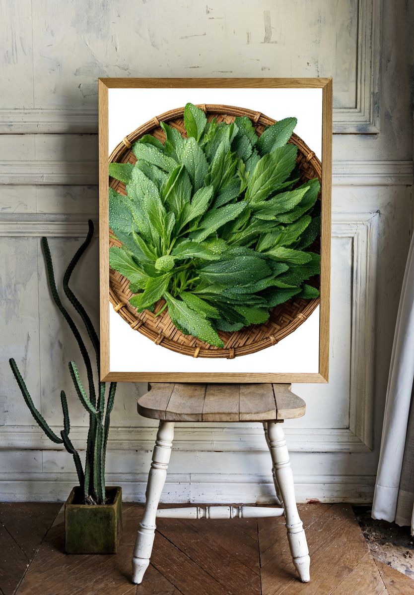 Fresh Green Leaves Botanical Print. — room view 1