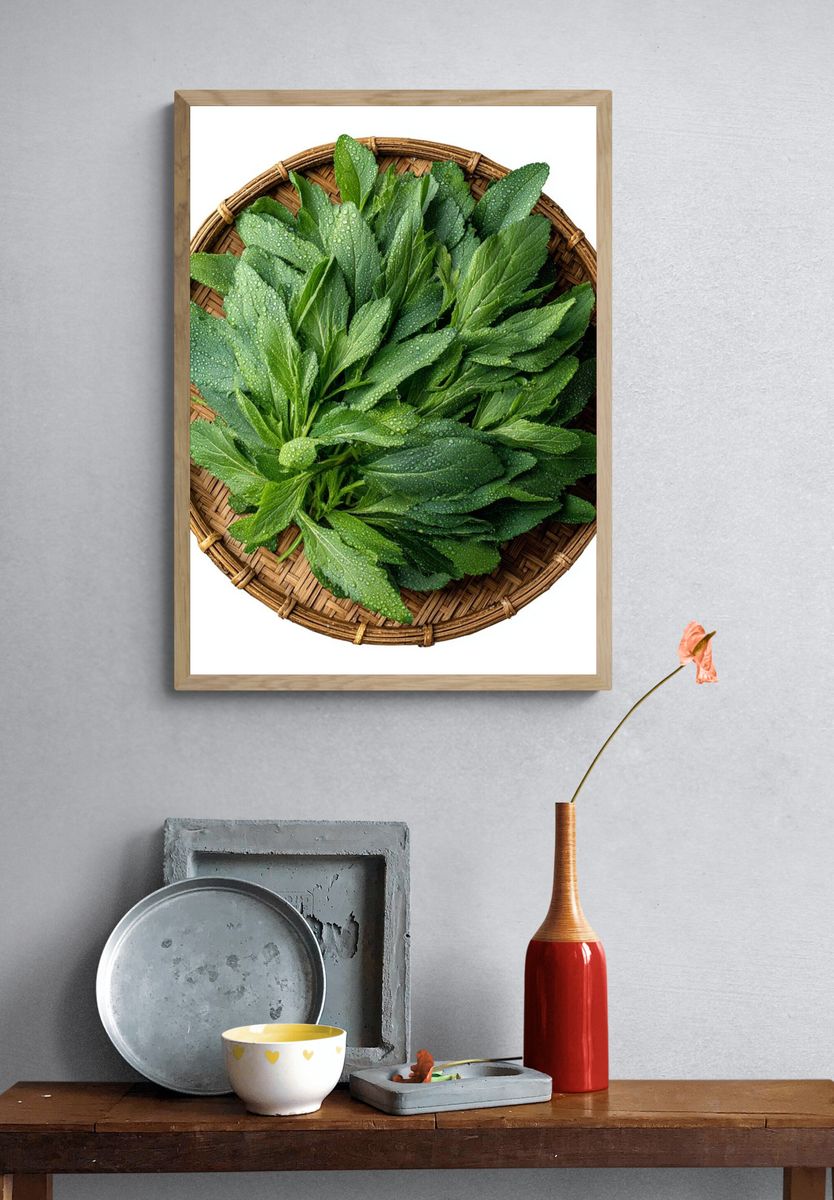 Fresh Green Leaves Botanical Print. — room view 3