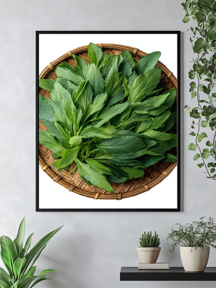 Fresh Green Leaves Botanical Print. — room view 4