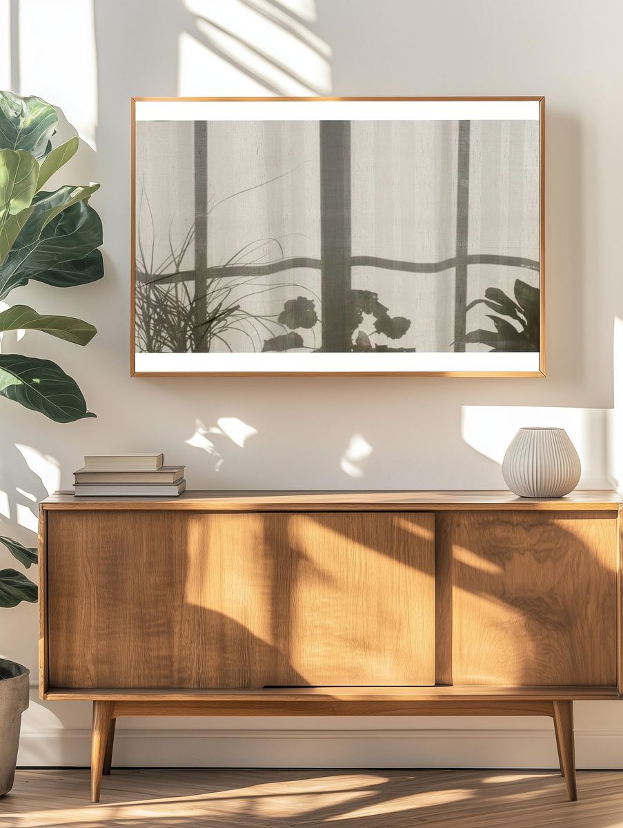 Shadow window frame plants pots. — room view 3