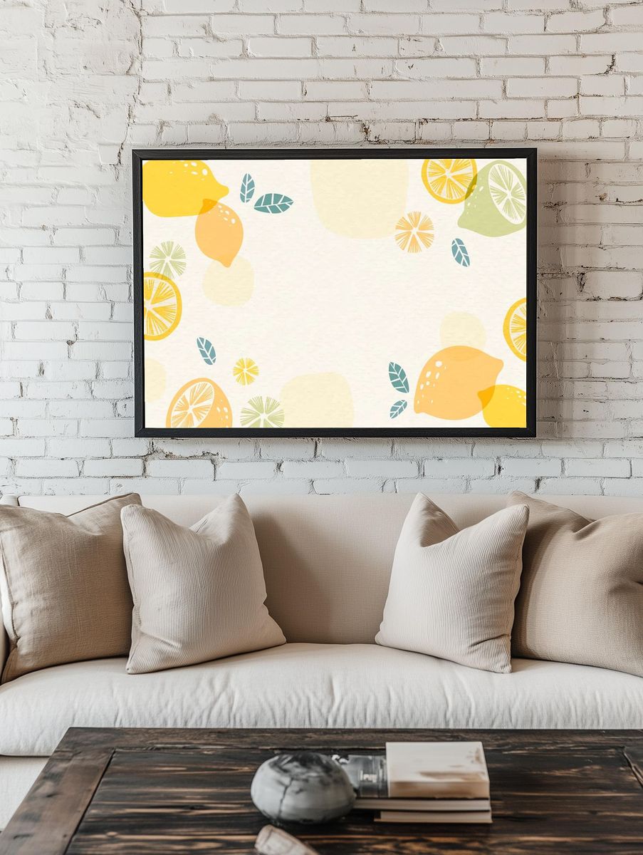 Lemon patterned background design space. — room view 1