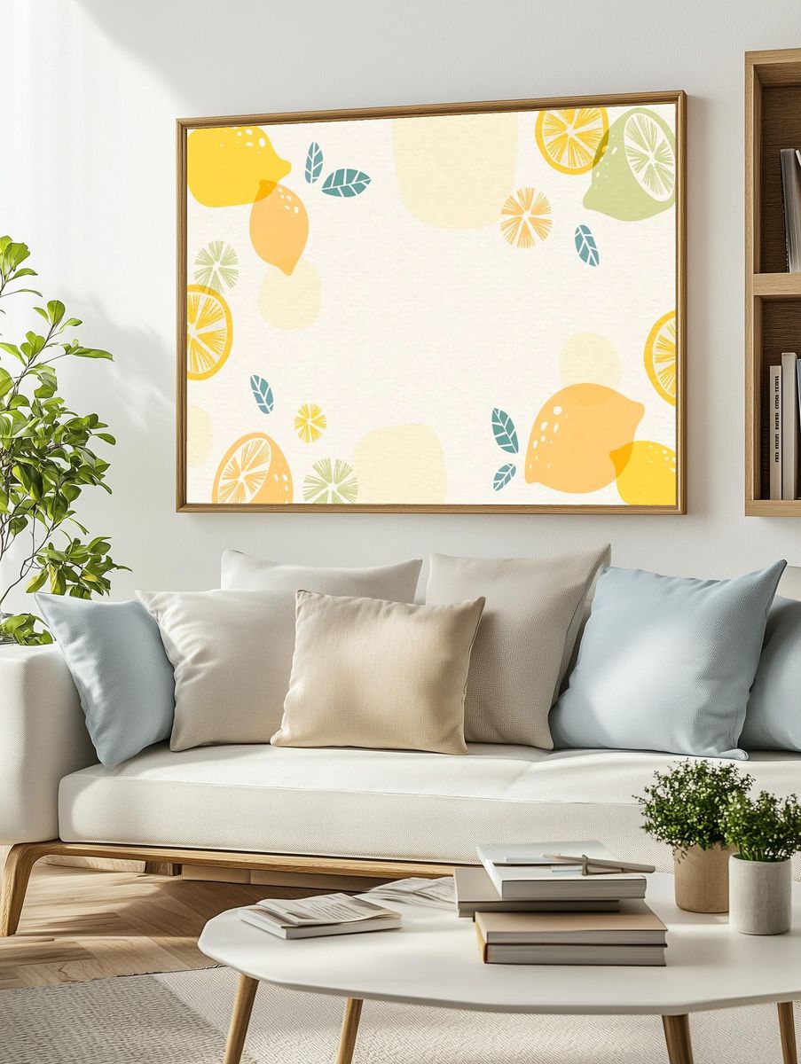 Lemon patterned background design space. — room view 2