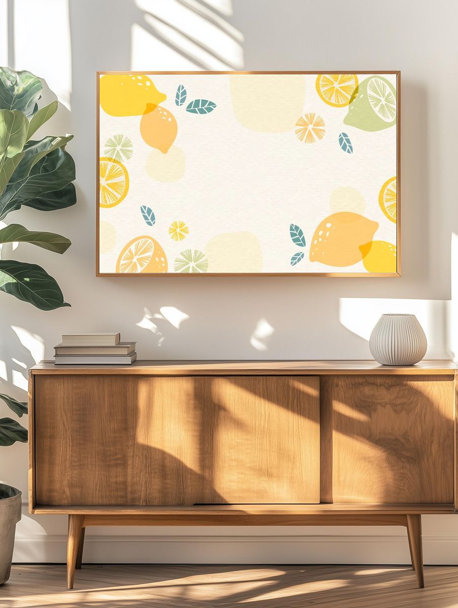 Lemon patterned background design space. — room view 3