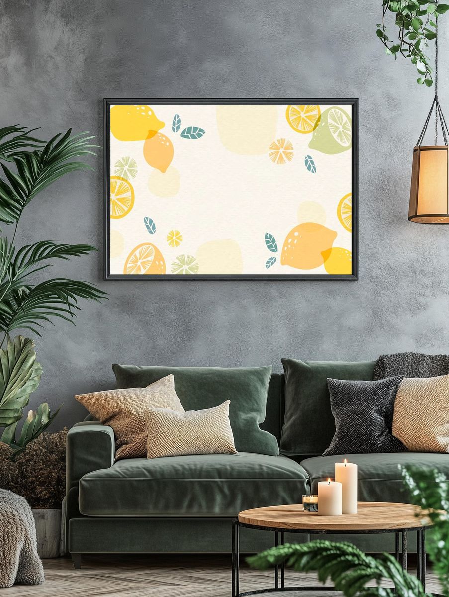 Lemon patterned background design space. — room view 4