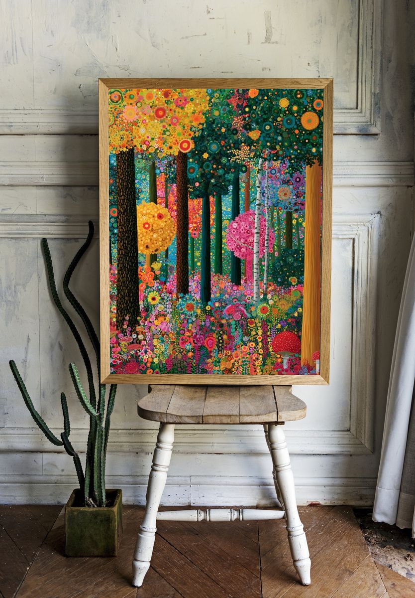 Enchanted Floral Forest Print. room preview