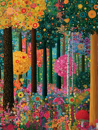 Enchanted Floral Forest Print. poster