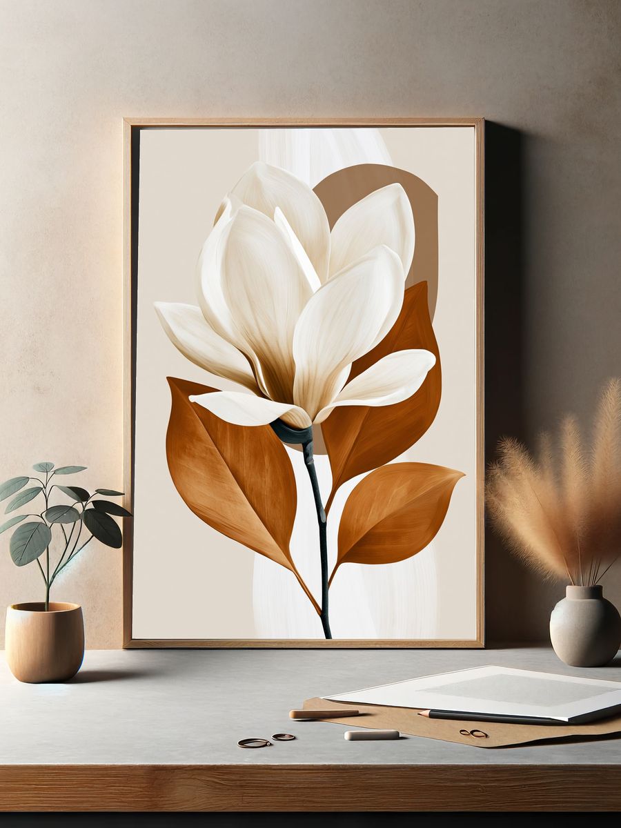 Abstract Magnolia Botanical Print. — room view 2