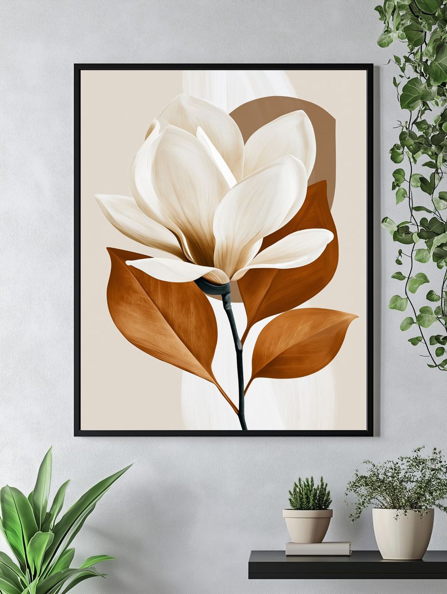 Abstract Magnolia Botanical Print. — room view 4