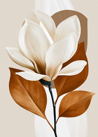 Abstract Magnolia Botanical Print. poster